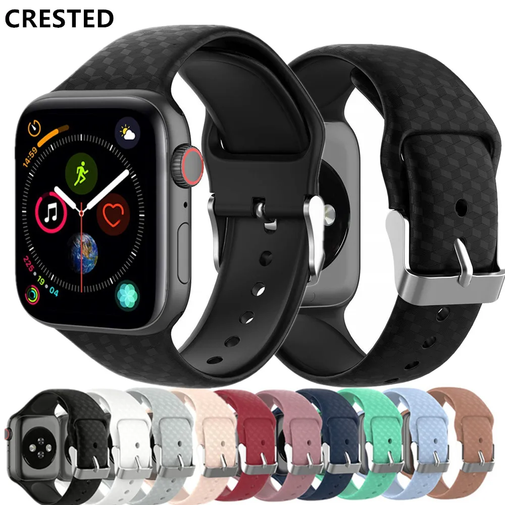 Ремешок с 3d текстурой для Apple watch band 44 мм 40 силиконовый браслет iwatch 38 42 5 4 3 se