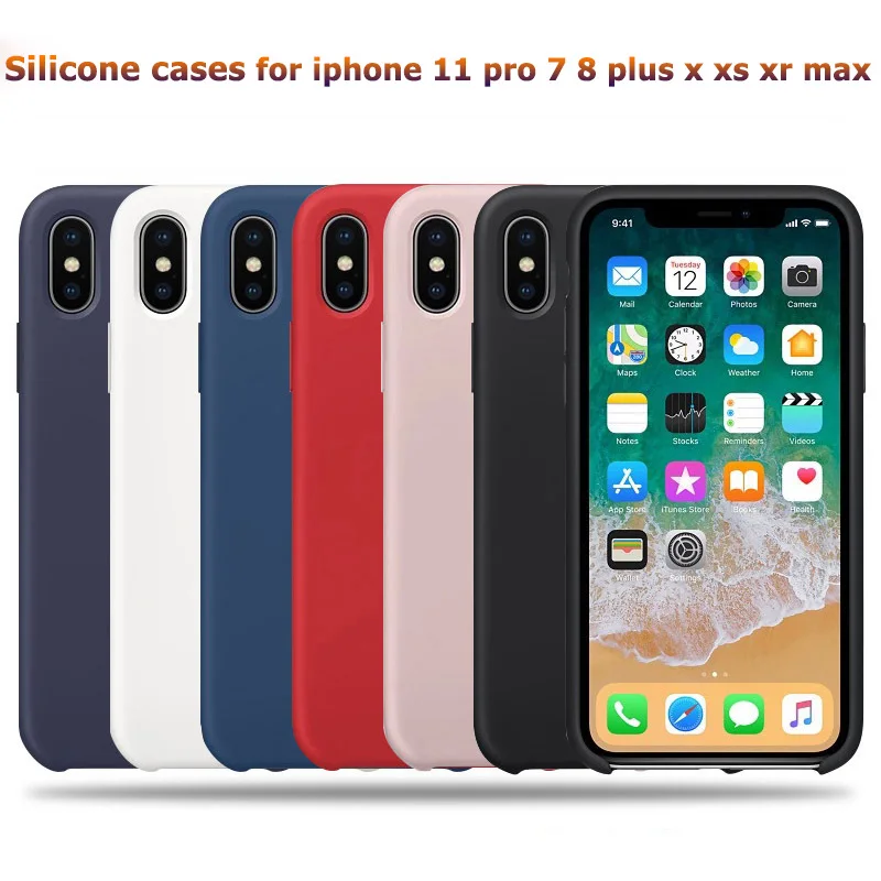 Силиконовый чехол для iphone 11 pro 7 8 plus x xs max Чехлы официальный оригинальный стиль без