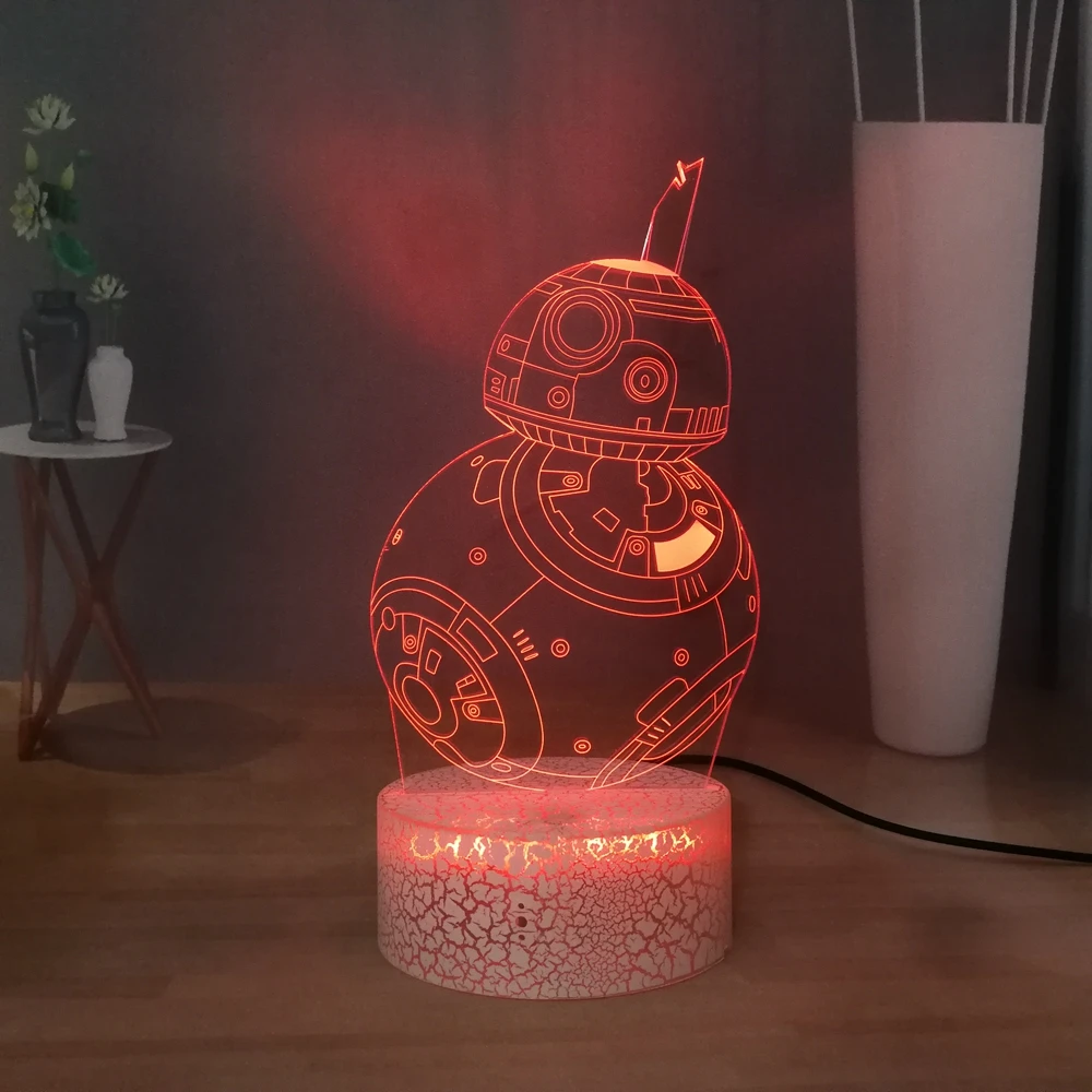 Звездные войны креативный 3D Визуальный Настольный светильник сопротивление BB 8