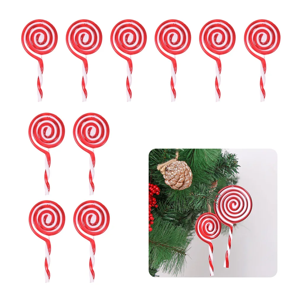 

10PCS Christmas Lollipop Ornaments White and Red Candy Cane Tree Hanging Pendants Christmas Tree Decor White and Red for Home