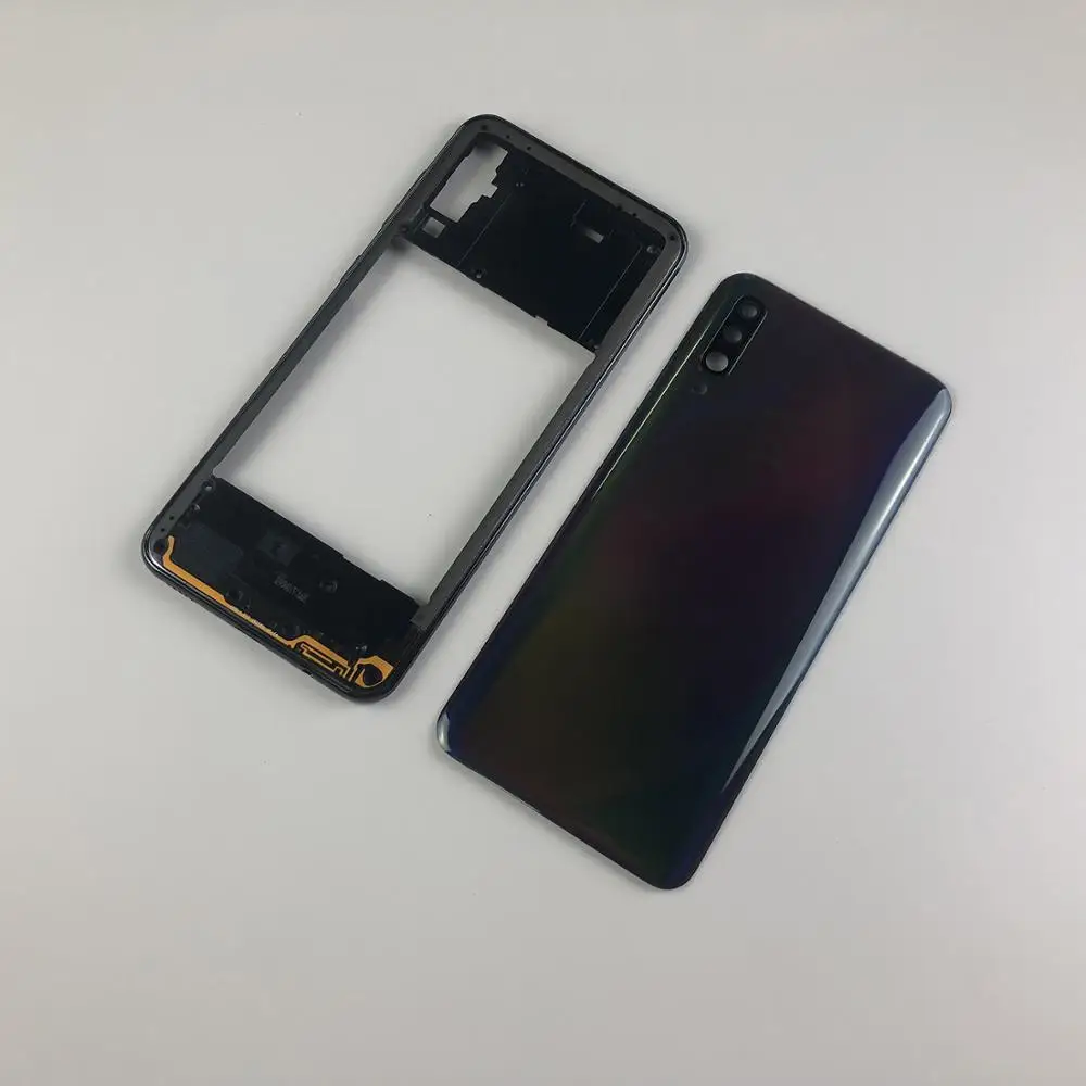 Для samsung Galaxy A50 A505 A505F A505DS корпус средняя рамка Крышка+ задняя крышка батареи задняя крышка+ крышка объектива камеры+ логотип