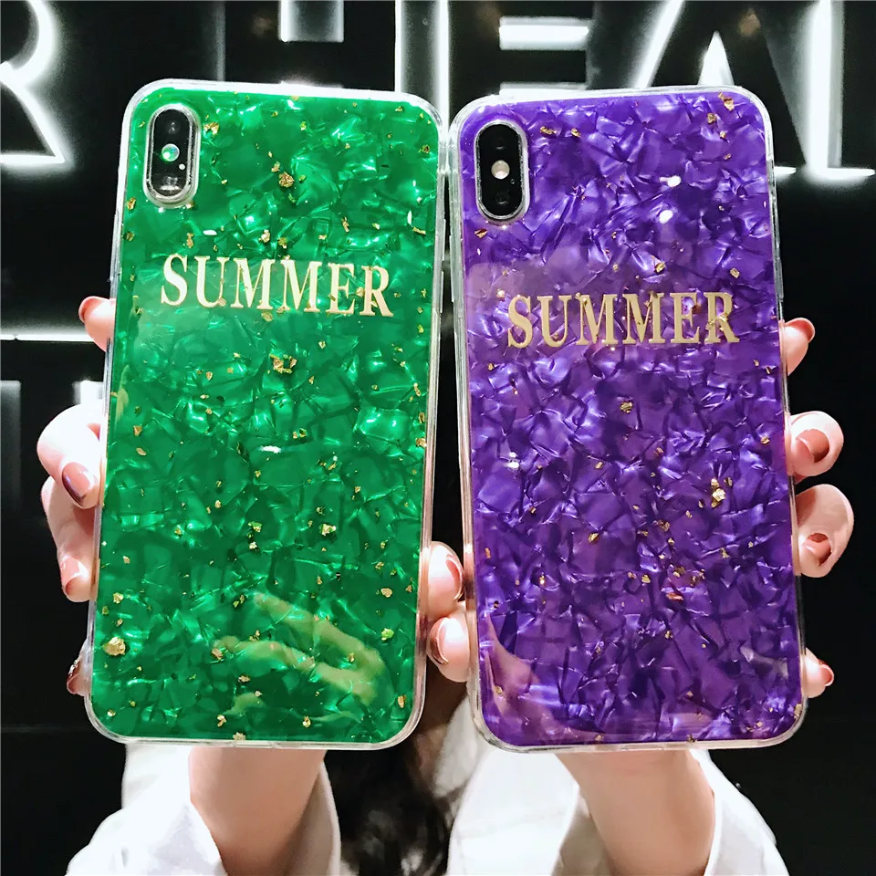 Summer Gold shell style soft cellphone fundas cover for iPhone 8 plus phone cases For Apple X XR XS MAX 7 6 6s |