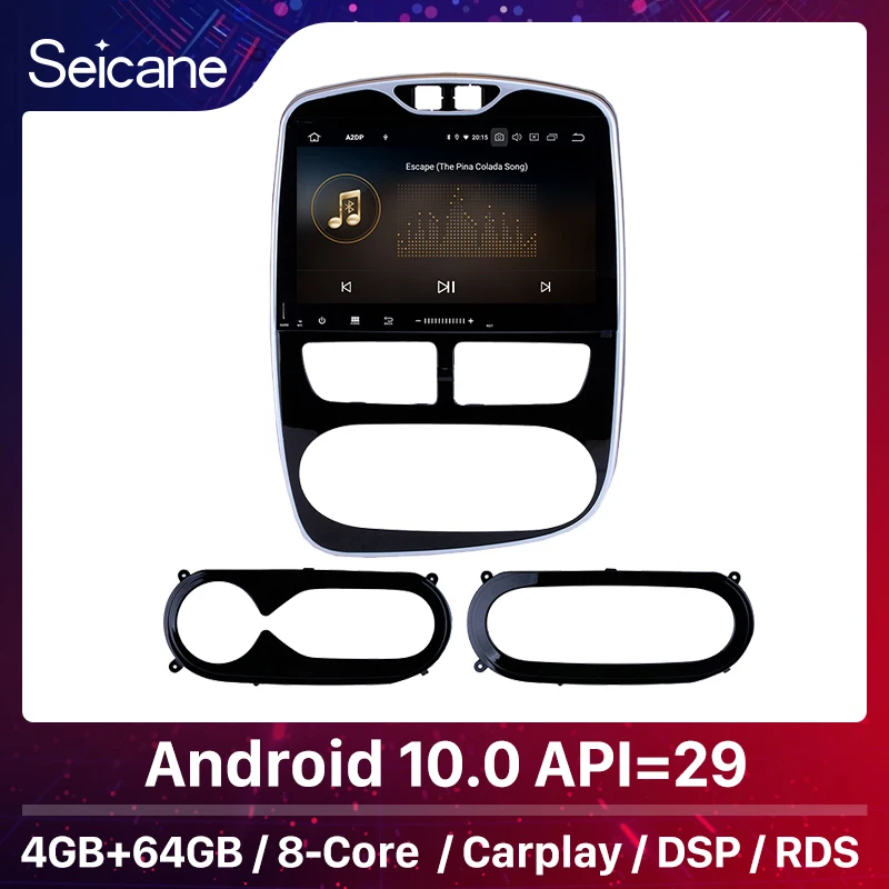 Seicane 4 + 64 ГБ Android 10 0 IPS 2.5D экран 1 дюймов для Renault Clio цифровой/аналоговый (MT) 2012 2016 Авто
