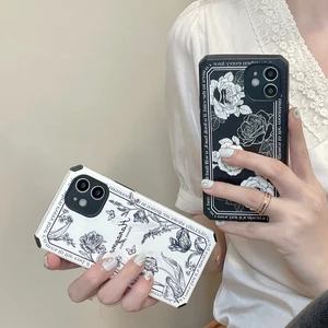 luxury art retro rose flower phone case for iphone 11 12 pro max 7 8 plus x xs max xr se2020 cases shockproof soft leather cover free global shipping