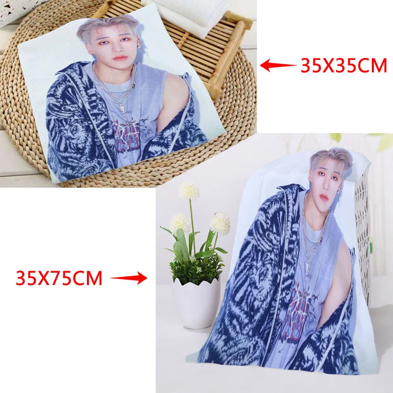 Квадратное полотенце с принтом KPOP Ateez на заказ из микрофибры абсорбирующее