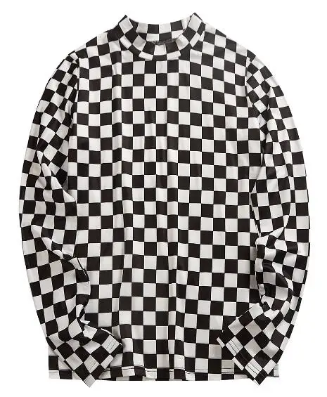 Женская Осенняя футболка с длинным рукавом шахматная сетка доска|Футболки| |