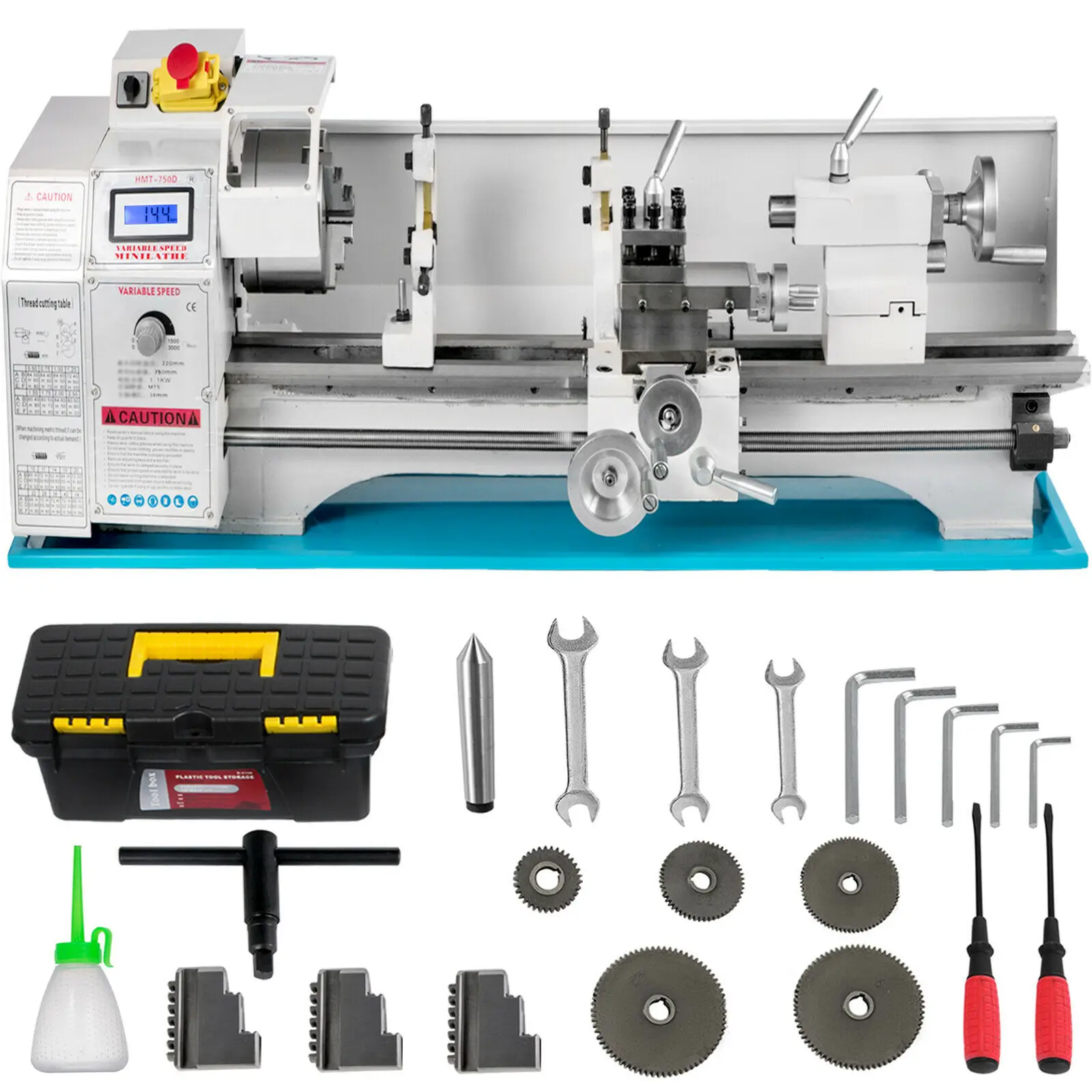 

750MM Metal Lathe Mini Lathe 1100W Lathe Machine Turning Driling Tool Rest For Modeling Works
