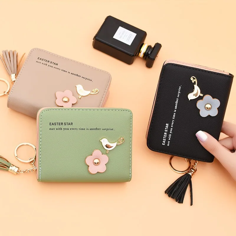 Кошелек женский корейский версия 2 раза застежкой молнией зажим для монет модные