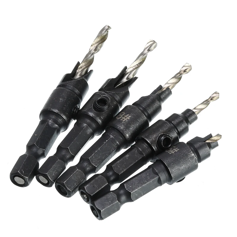 5 шт. HSS развертка Набор бит 1/4 &quotшестигранный хвостовик винт #5 #6 #8 #10 #12 долото