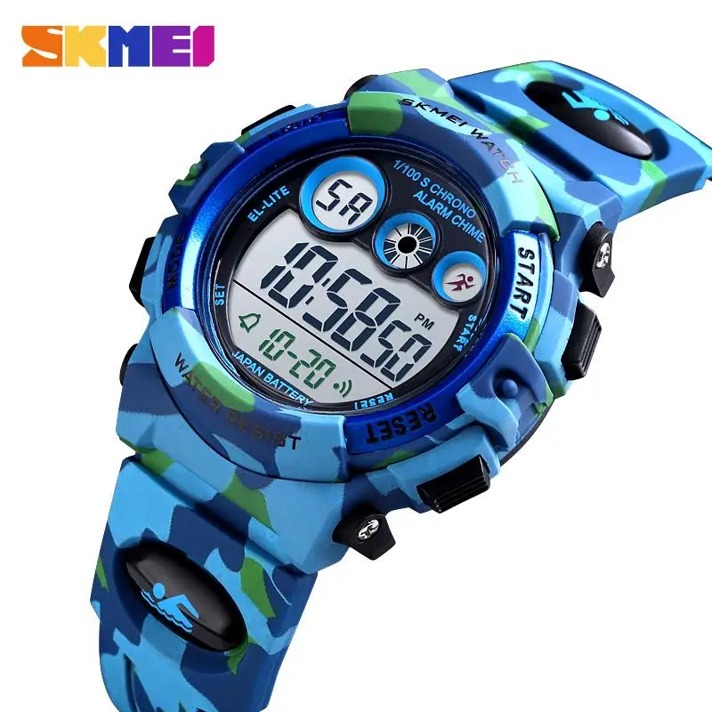 SKMEI Sport Kids Watches Chilren's Watches Watch For Kids Dial Design 50M Waterproof Colorful LED+EL Lights Outdoor Relogio Time