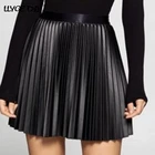 Твердые драпированные искусственные женские короткие юбки трапециевидной формы High Street Сексуальная мини-юбка Мода 2021 г. Корея Высокая талия плиссированные кожаные ткани