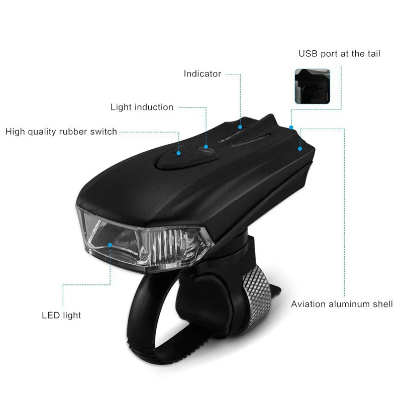 

400 Lumen Smart Road Bike Front Light USB Induction Flashlight For Bicycle MTB Bike Rear LED Lights Kit