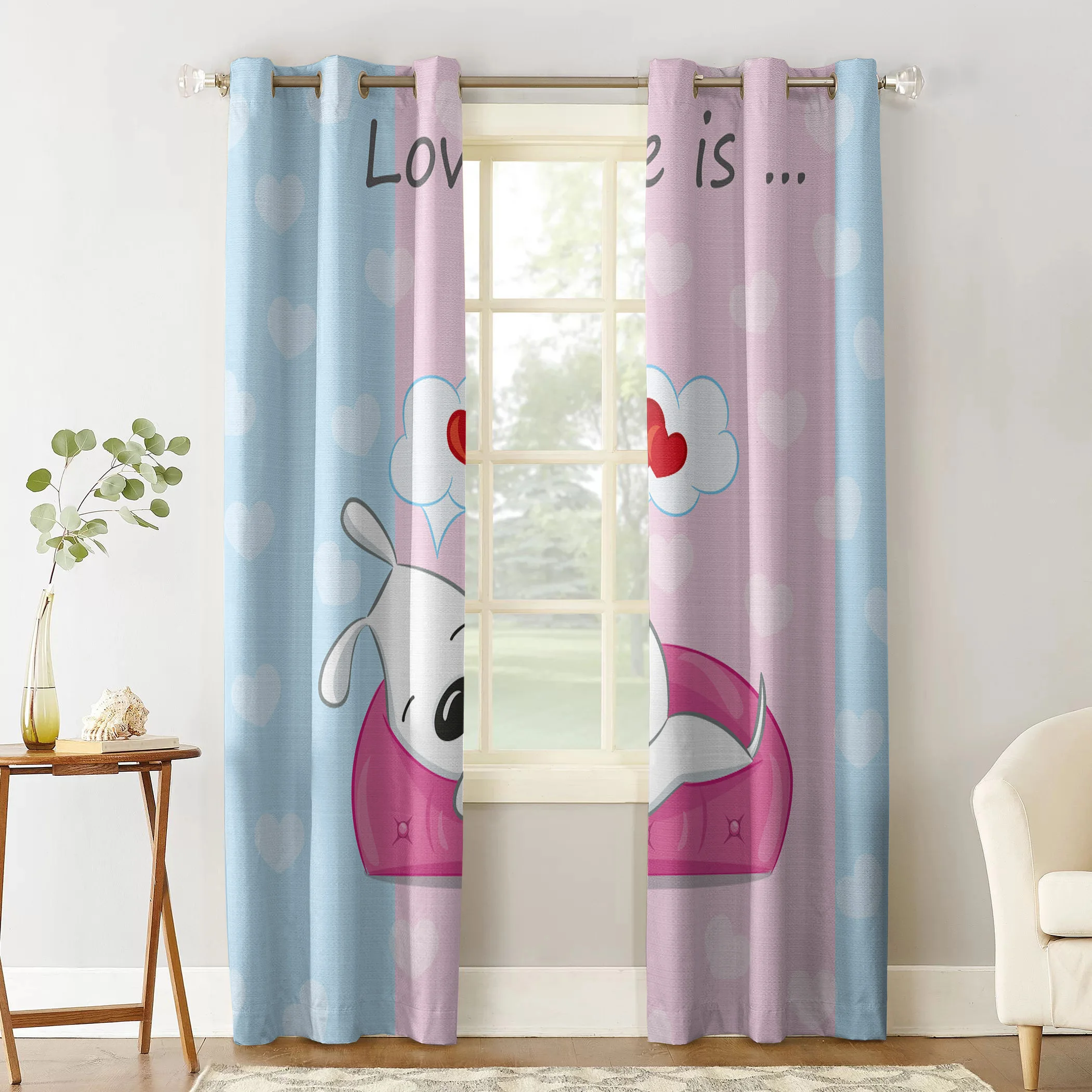 Шторы на окна в полоску с собакой Мультяшные занавески для гостиной кухни