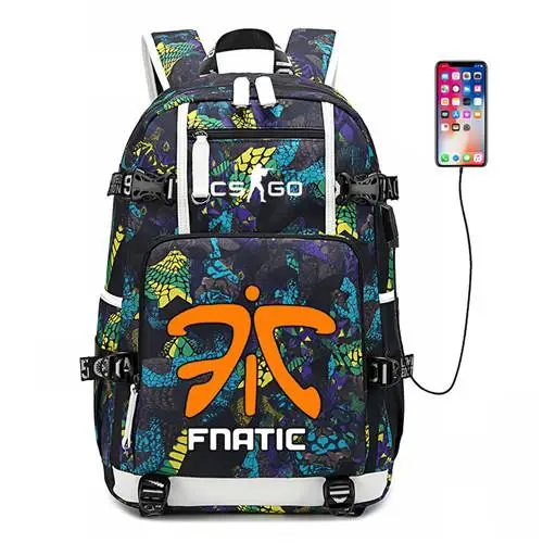 CS GO FNATIC Virtus рюкзак со змеиным узором Школьные сумки дорожные сумки на плечо сумка для ноутбука подростка USB порт рюкзак сумка - Цвет: 16