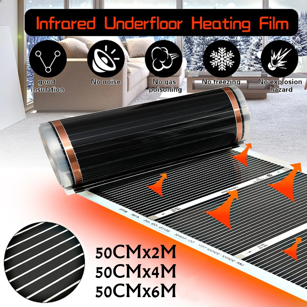 MINCO HEAT Infrared Heating Film 220V Electric Warm Floor System 50CM Width 220W/m2 Heating Foil Mat Made In Korea