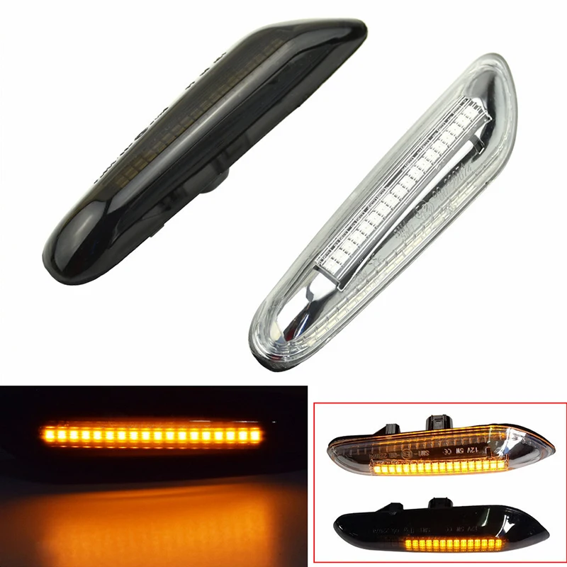 

LED Car Turn Signal Lights Leaf Side Board Flowing Signal Lamp for BMW 3series E46 E60 E61 E87 E90 E91 E36 X3 E83 X5 E53 X1 E84