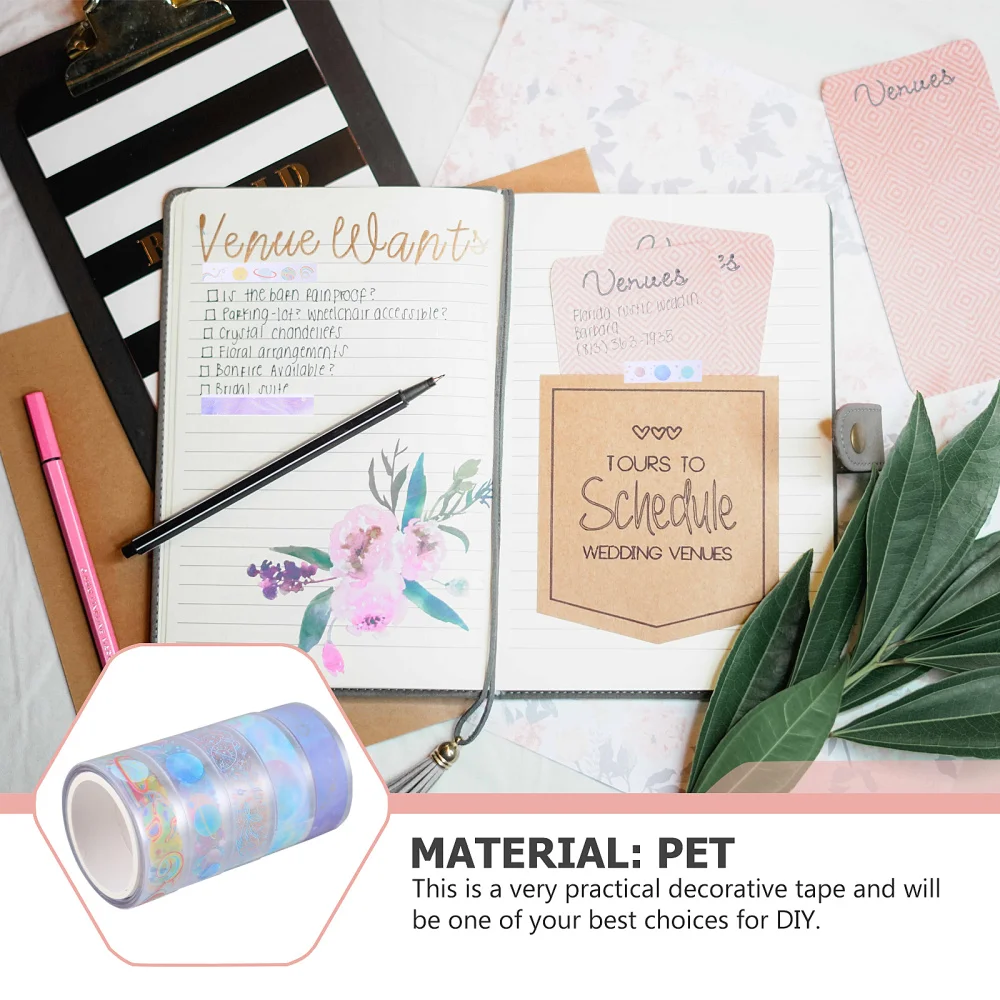 

2 Boxes/10rolls PET Washi Tape Washi Masking Tape Pretty Decorative Washi Tape