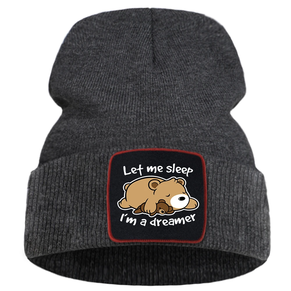 Шапка с забавным принтом Я мечтник зимняя шапка медведя женские теплые мужские