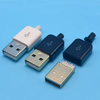 newest 5pcs type a plug 4 pin male adapter usb 2 0 solder connector black cover square micro usb cable connector for computer