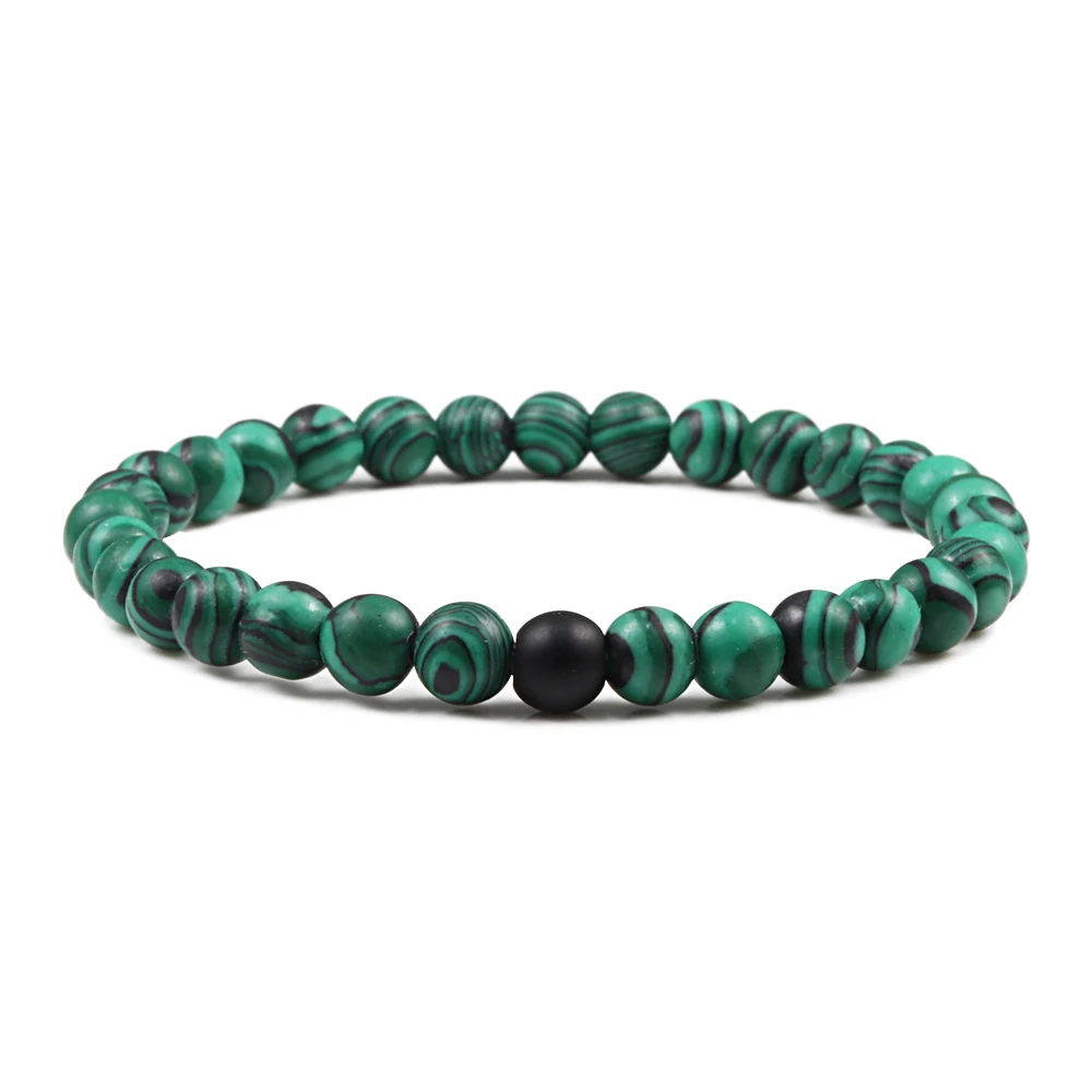 Natural Green Malachite Stone Lava Bracelets Women Men Strand Charm Buddha Beads Bracelet Yoga Prayer Handmade Jewelry Gift