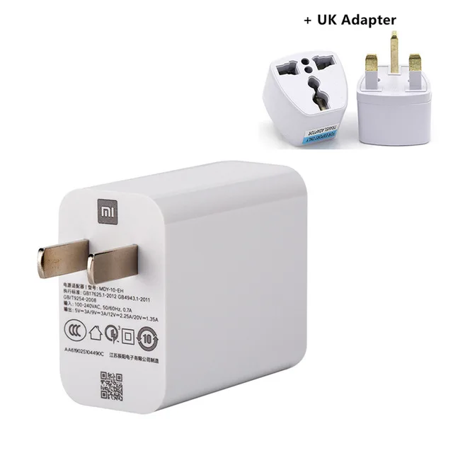 Add UK Adapter Xiao mi 27W зарядное устройство быстрый адаптер для зарядки для mi 9 Red mi K20 Pro QC 3,0 зарядный адаптер - Цвет: Add UK Adapter