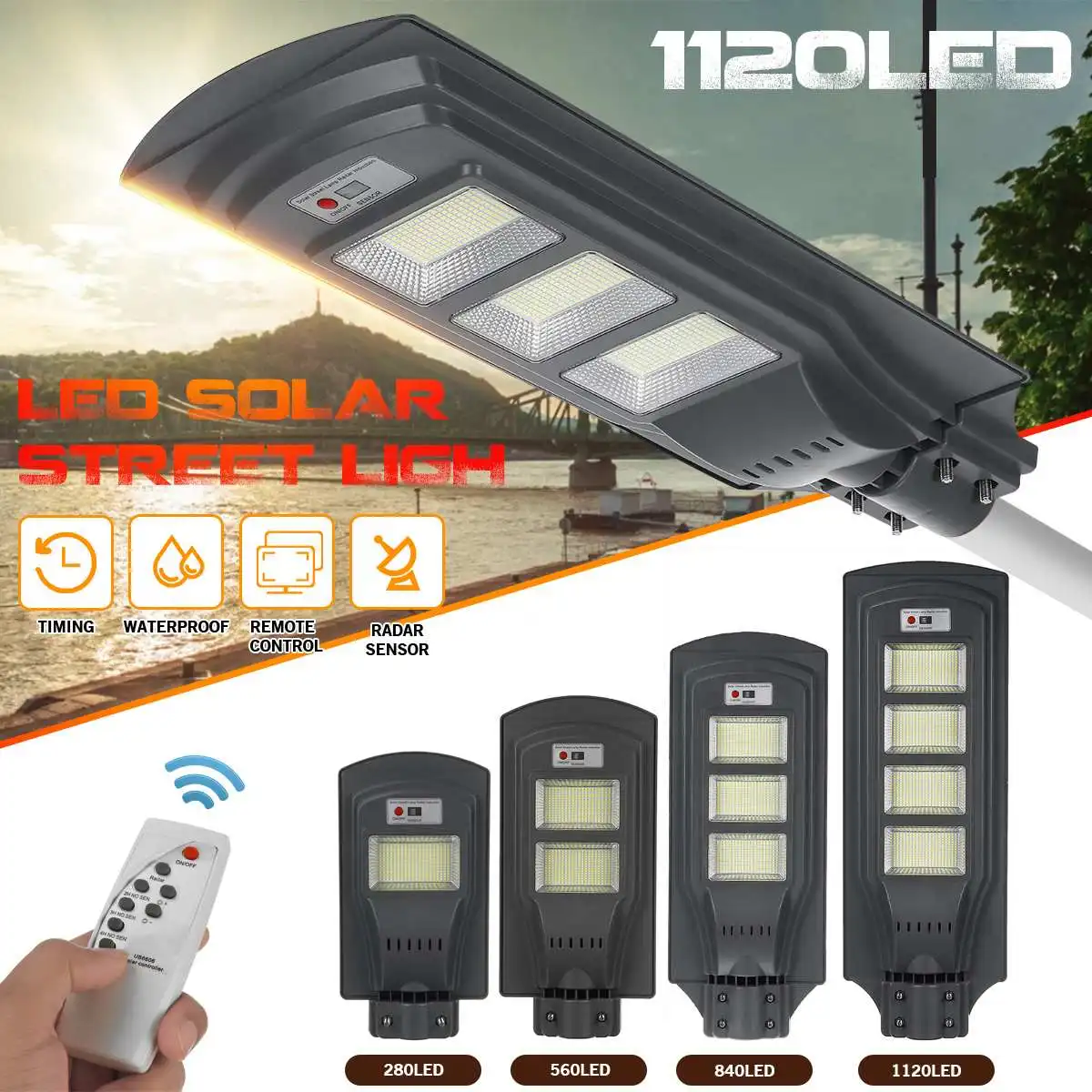 

300W/600W/900W/1200W светодиодный солнечный светильник Солнечный настенный светильник с питанием от солнца светильник радар движения PIR Сенсор улич...