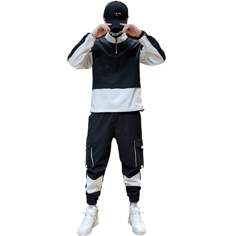 

Fashion Men Causal Splicing Contrast Sets Camo Jacket+Pants Tracksuit Sportwear Hoodies Sweatshirt &Pant Suit Trainingspak Heren