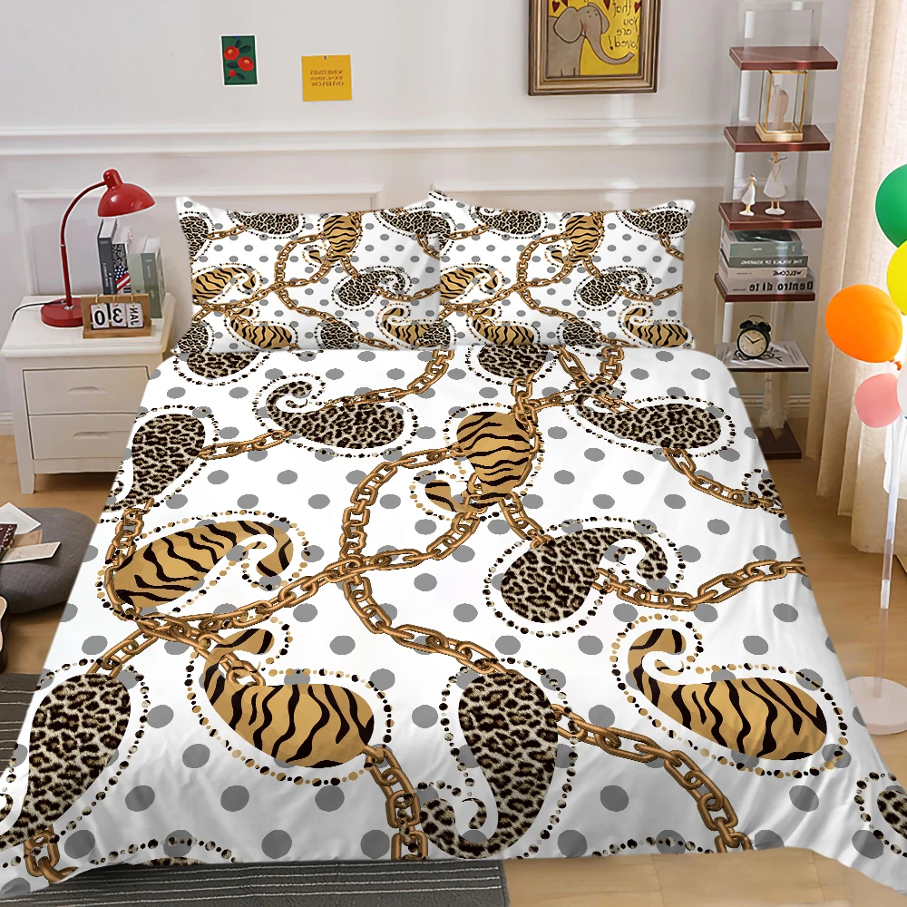 

Leopard Bedding Set Luxury Bedclothes Highend Duvet Cover Set Queen Size with Pillowcases 2/3pcs Bed Gift Dropship