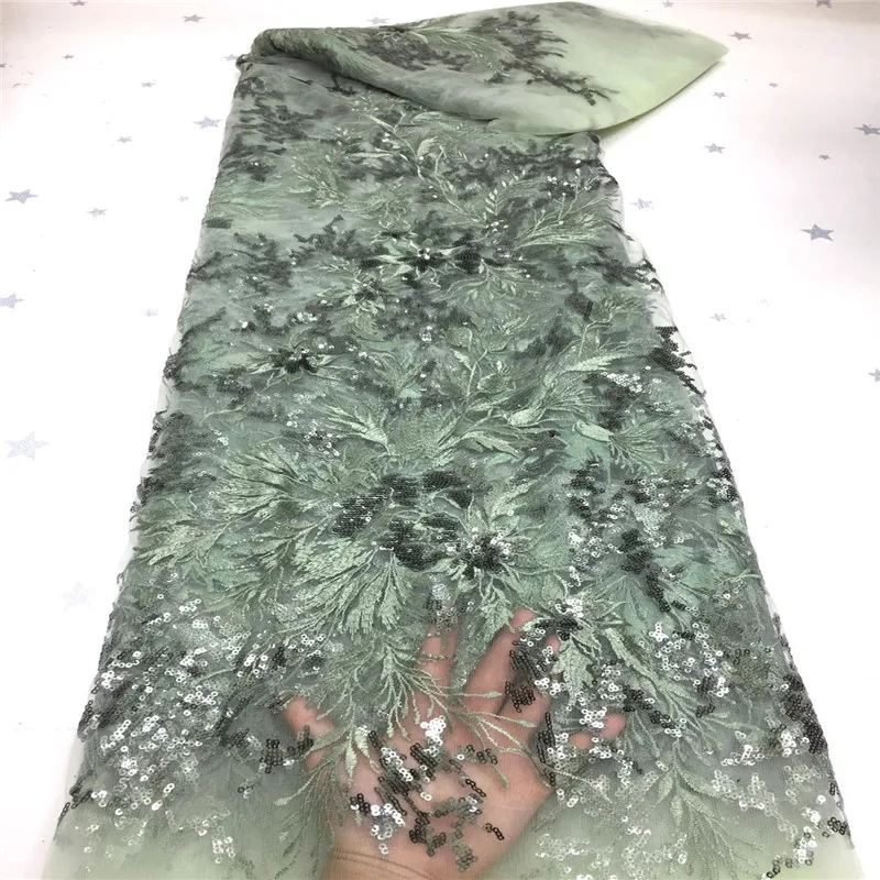 

New pattern 5 yards mesh lace for trimming Nigeria lace fabric high quality with sequins African net lace french lace XX175-33