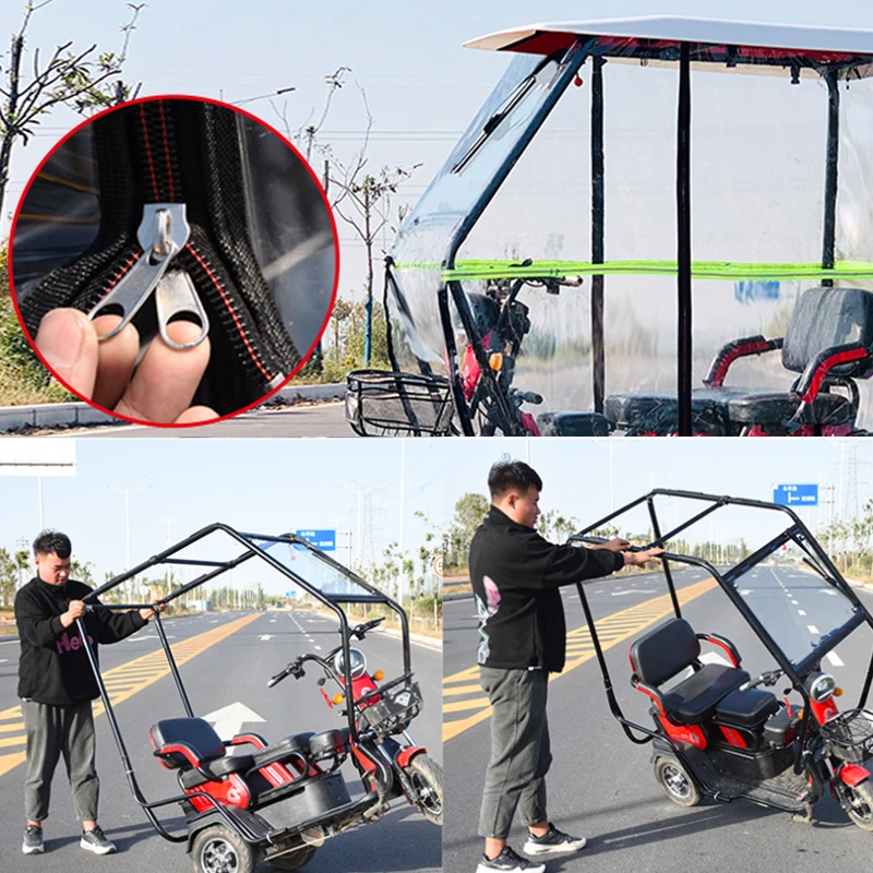Adult Men Lady Tricycle Motorcycle Canopy Umbrella Awning Electric Car Waterproof Sun Block Rain Shield Thickened Can | Автомобили и