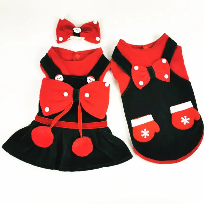Christmas Dog Dress Winter Pet Clothes Xmas Costume yorkie Chihuahua Cat Clothing Dresses | Дом и сад