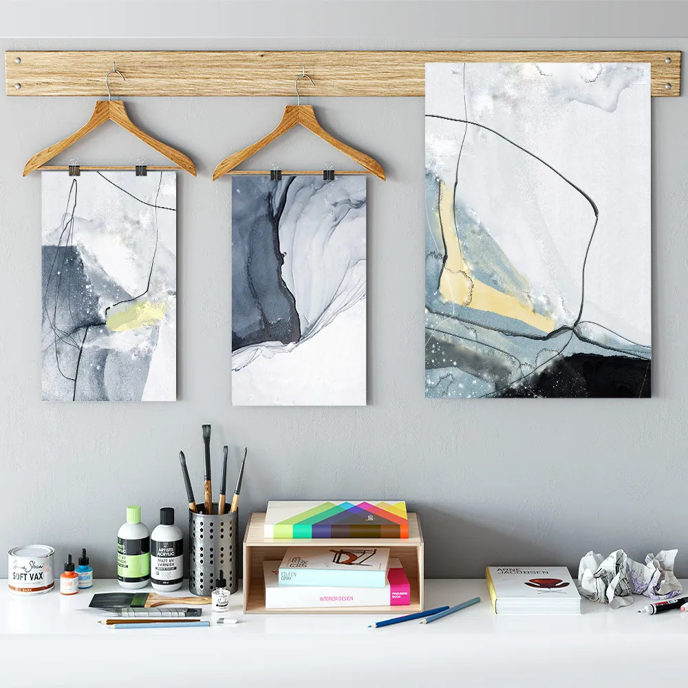 Холст постер из шелковой ткани на заказ мраморная синий номер плакат с модным