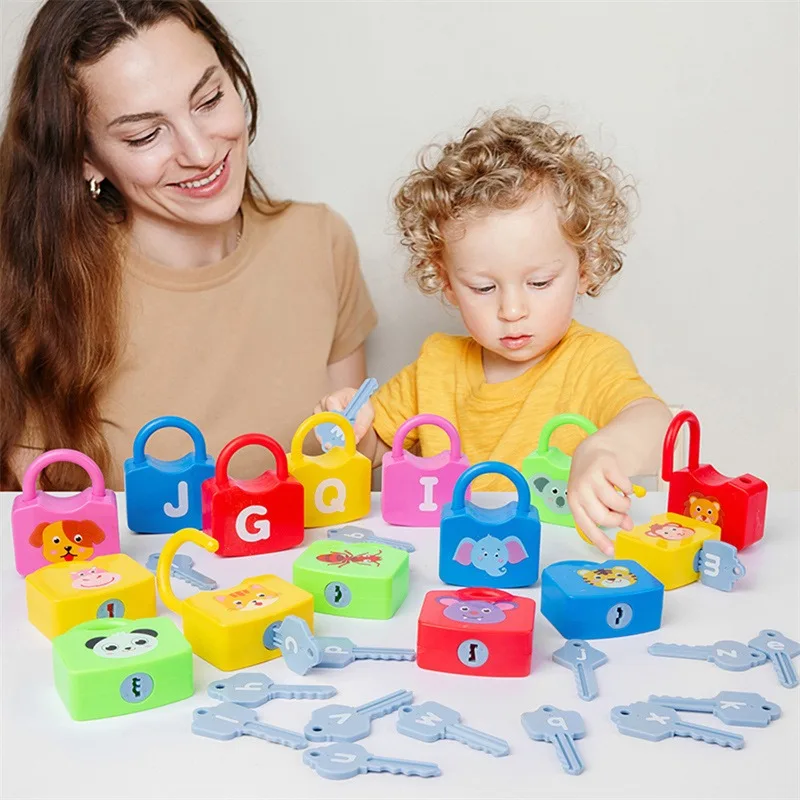

Montessori Baby Toys Math Match Unlock Game Color Early Learning Educational Toys For Children Learn to Unlock Montessori Games