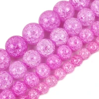 natural stone beads dark pink snow cracked crystal loose beads for jewelry making 6 8 10 12mm diy bracelet accessories 15