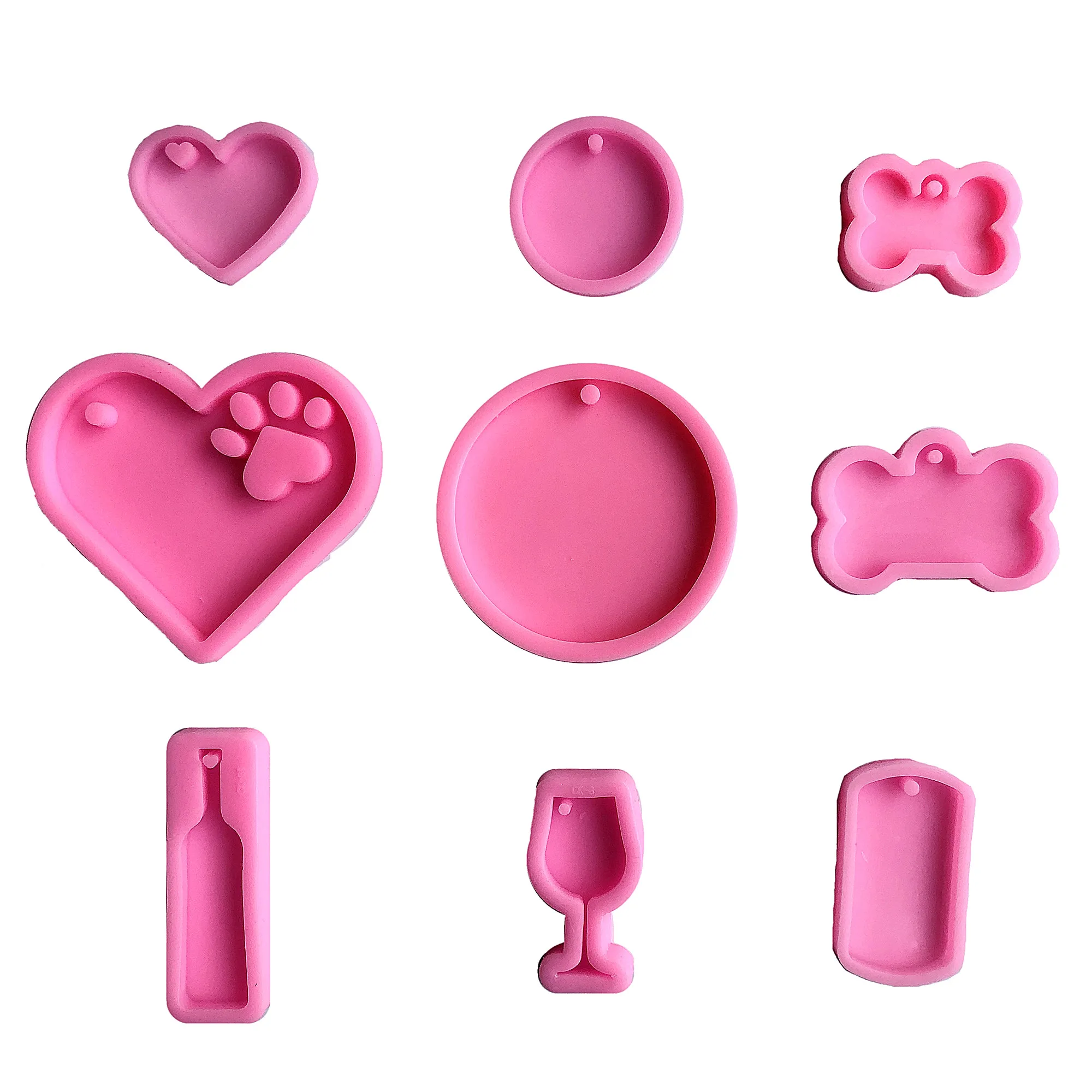 

Dog bone love round oval long strip shape keychain silicone mold car incense pendant jewelry epoxy mold