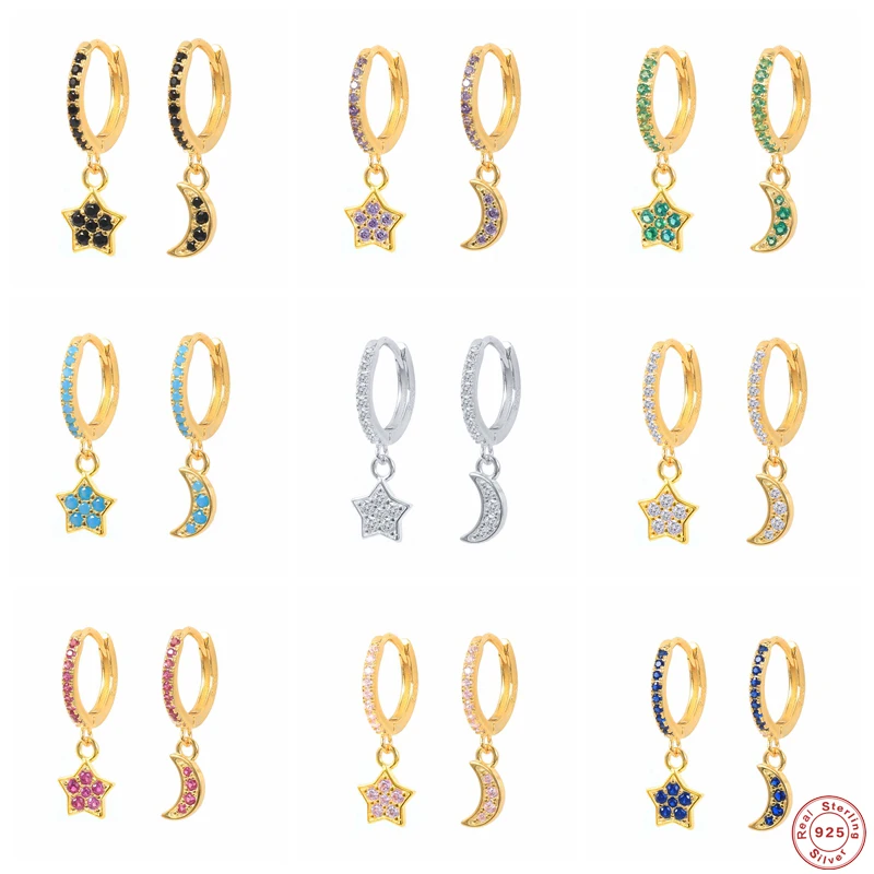 

Aide Циркон с изображением луны и звезд, очаровательные маленькие серьги-кольца для женщин Роскошные ювелирные изделия 2021 трендовые ювелирны...