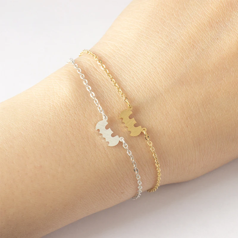 

Stainless Steel New bat Bracelets Bangles For Women Gold Charm Chain Jewelry Girl Birthday Gift Bijoux Femme BFF