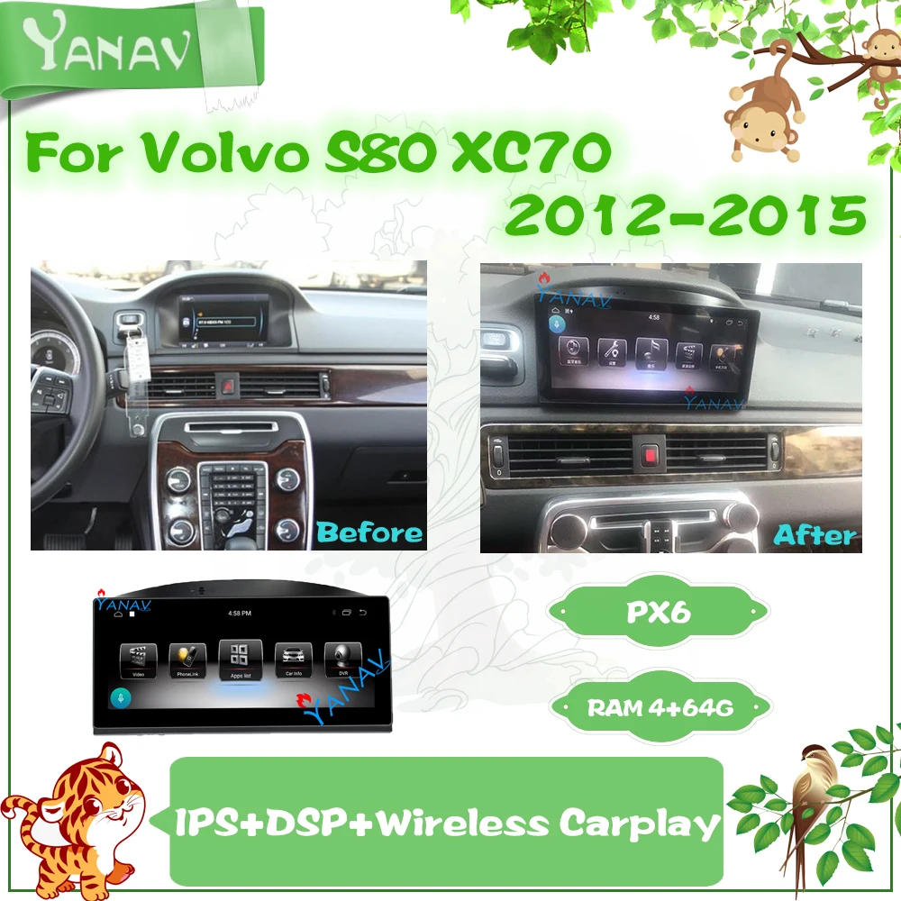 

Автомагнитола PX6, Android, 2 Din, для Volvo S80 V70 2012-2015, GPS-навигация, стереоприемник, Мультимедийный MP3-плеер, беспроводной Carplay