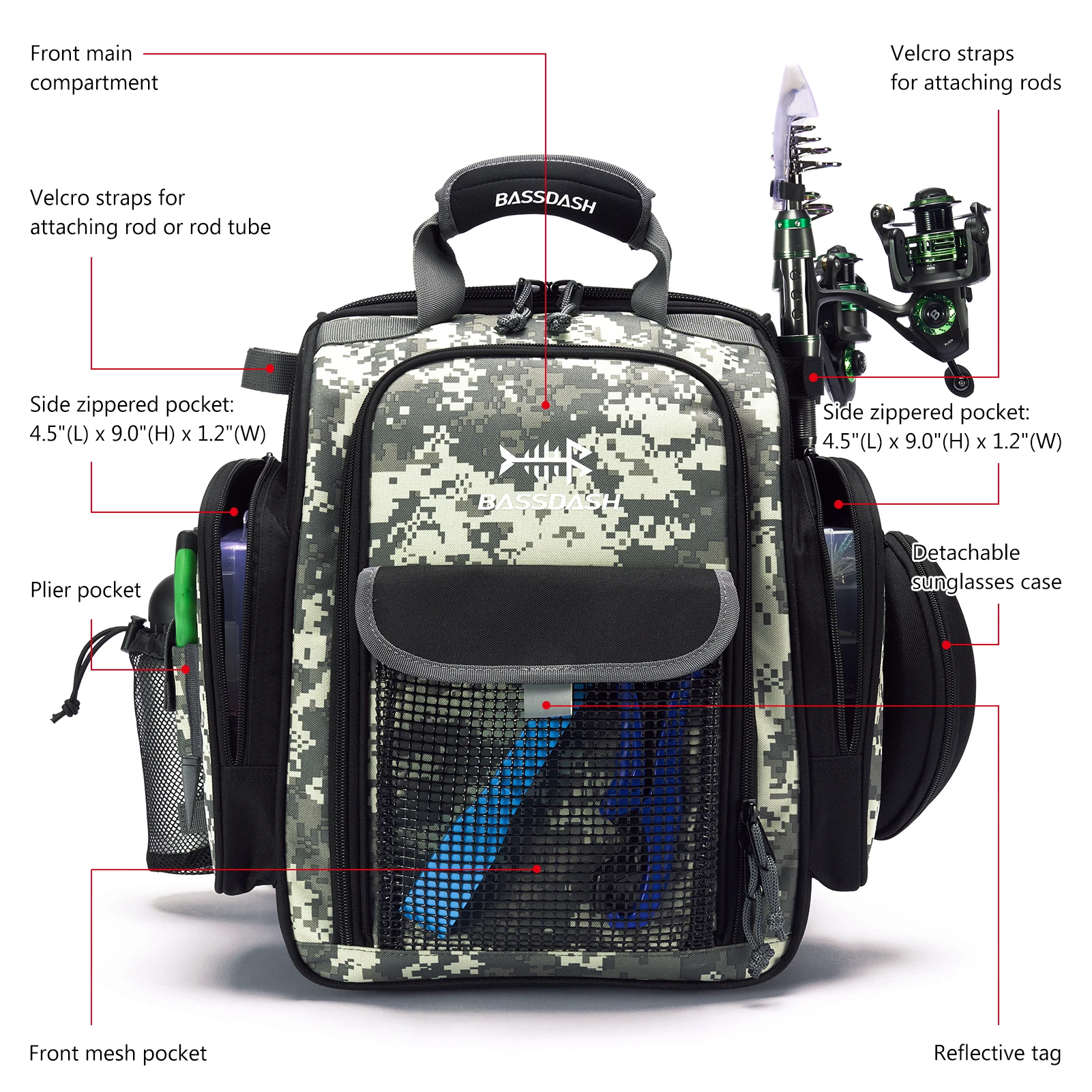 Fiyat Bassdash FP04 Olta Takımı Sırt çantası Su Geçirmez Balıkçı çantası Rod/su şişesi Tutucu Açık Balıkçılık Kamp Için