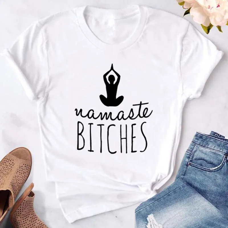 Женская футболка Namaste bitches Повседневная забавная подарок для леди Yong Girl топ с