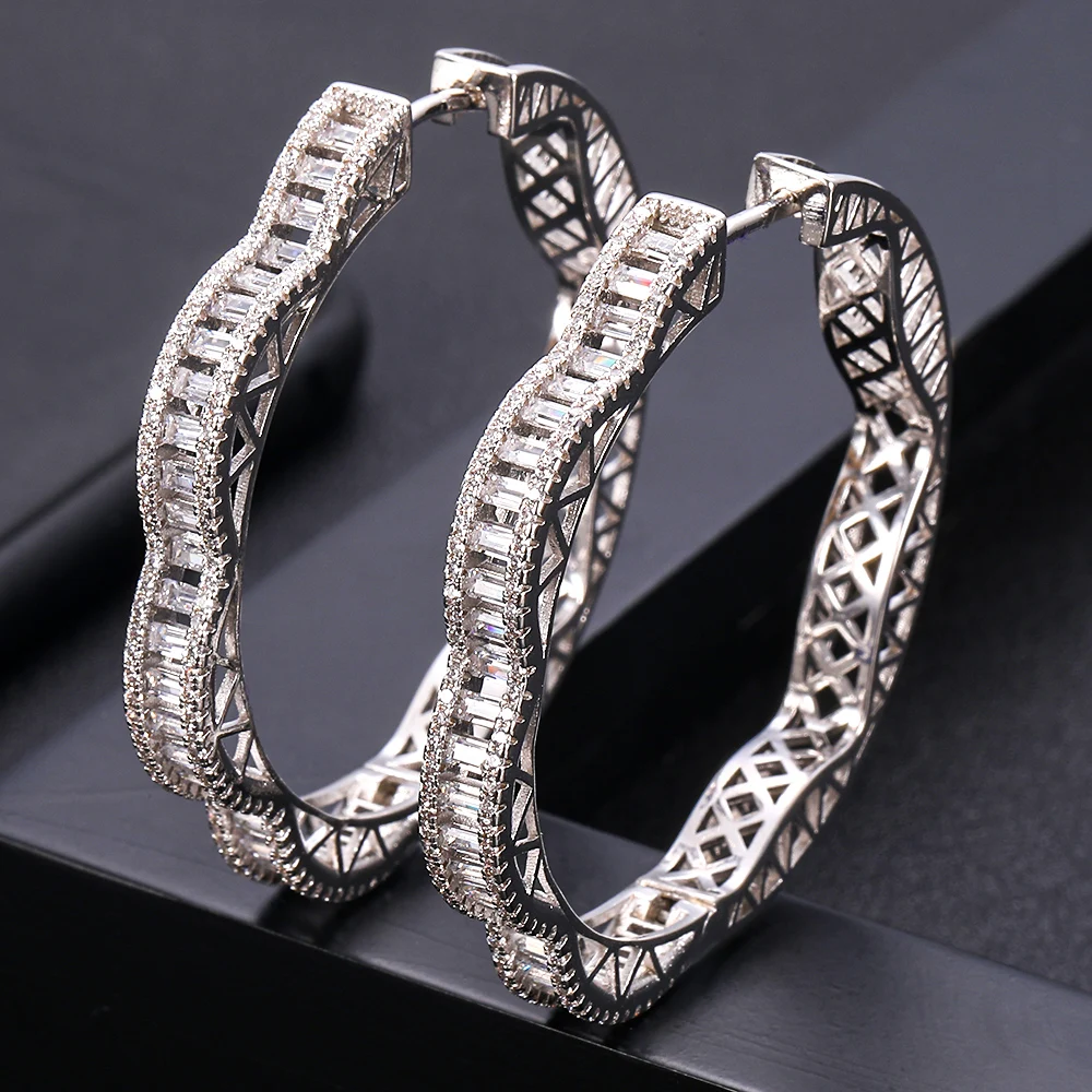 Женские Геометрические серьги кольца janeklly с фианитом ювелирные