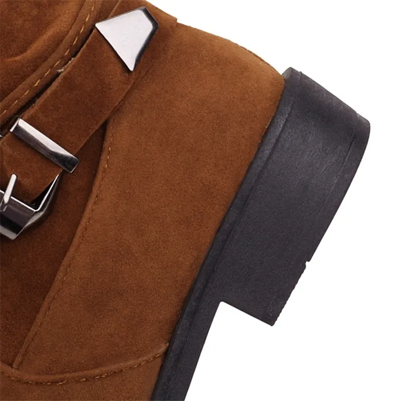 

Winter Mid-Calf Boots Women Outdoor Non-Slip Wear Suede Round Toe Side Zipper Genuine Leather Lady Winter Boots wholesale