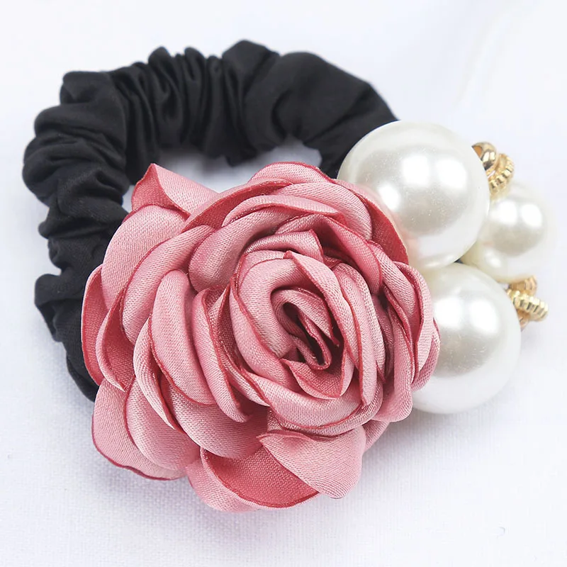 

Korean Style Headband Women's Fashion Pearl Rose Flower Hair Band Large Pearl for Tying Hair Band Women's Headdress