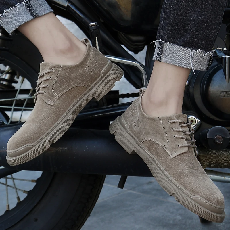 Mens Shoes Suede Casual Natural Leather Men Handmade Comfy Outdoor Brand Fashion Slip On Flat Khaki Zapatos Hombre | Обувь