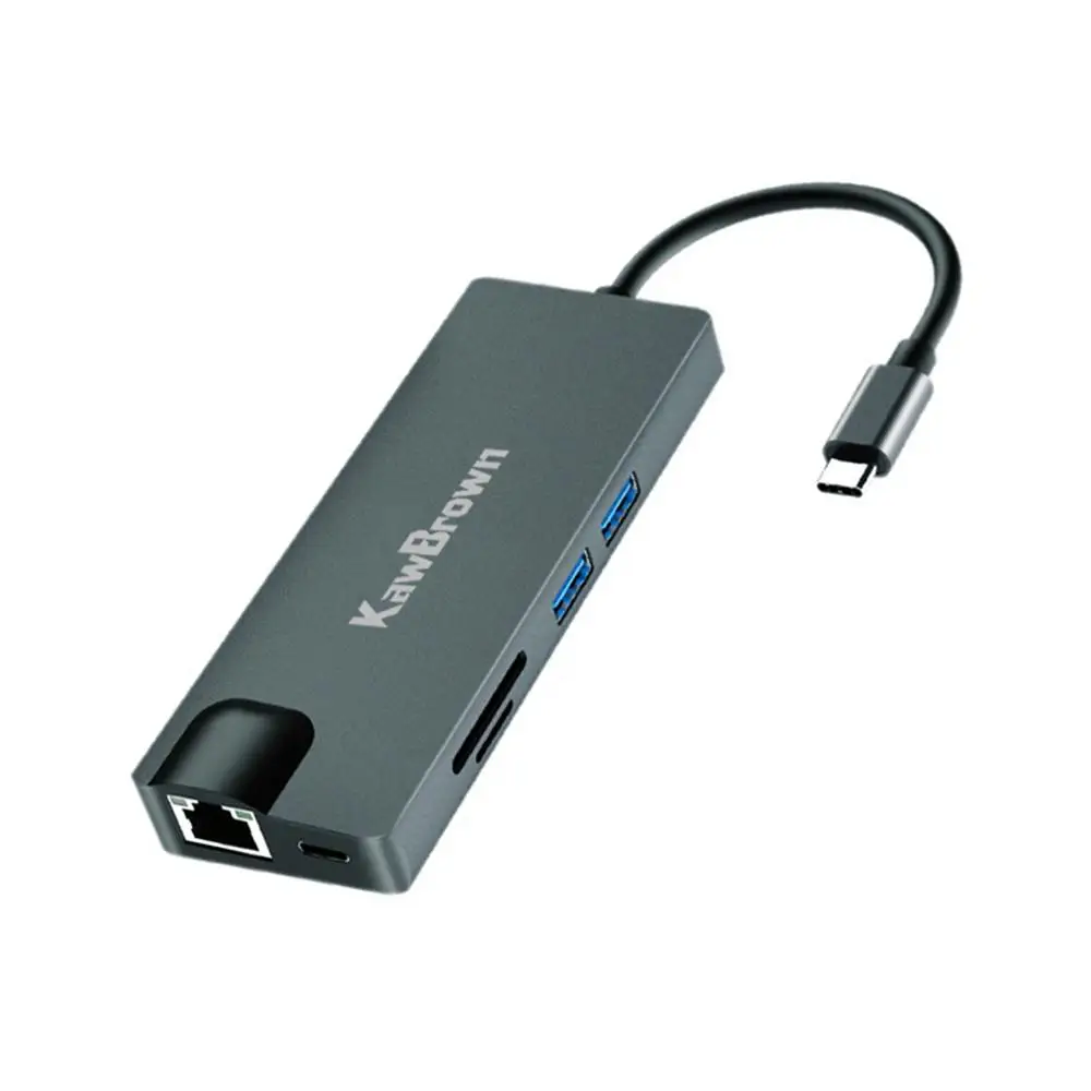 8 в 1 type C концентратор USB к HDMI VGA 3 0 порты SD/TF ридер RJ45 1000M доставка питания для MacBook Pro