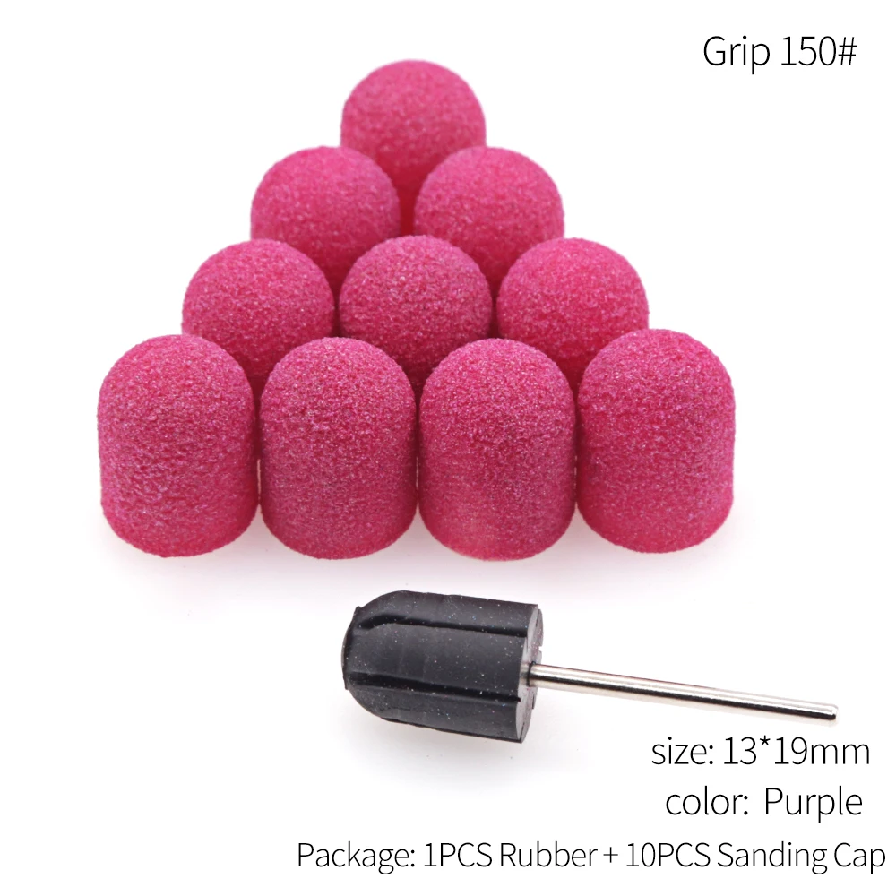 T10P13Pu15 10PCS 150# 13*19 16*25 Nail Drill Sanding Band Cap Mandrel Cutter For Manicure Set Nozzle for Pedicure Sanding Band for Pedicure - Color: T10P13Pu15