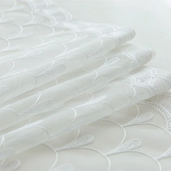 Embroidered Tulle Современный простой вышитый оконный экран в форме рыбьей чешуи для гостиной, спальни, кухни, белый тюль, готовая занавеска M145#4 - Цвет: Embroidered Tulle