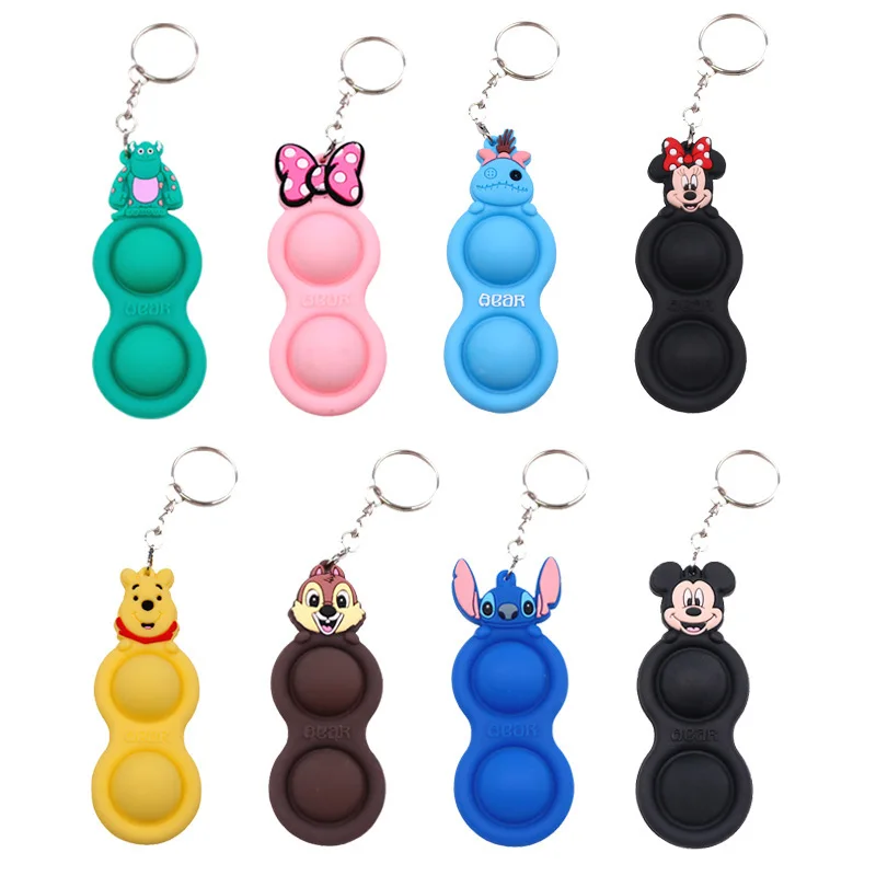 Disney Mickey Key Chain Pop Push Bubble Keychain Antistress Squishy Anti Stress Simple Dimple Relieve Adult Children Toys Gift