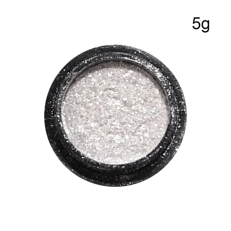 Ins стиль дизайн ногтей Блестящий супер блестящий серебряный порошок для