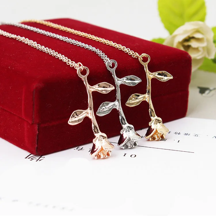 Европейский и американский изысканный элегантный трехцветный розовый кулон